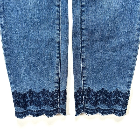 Talbots Flawless Dark Taylor Wash Embroidered Scallop-Hem Slim Ankle Jeans - Picture 4 of 7